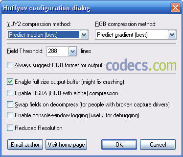 HuffYUV 2.2.0 screenshot