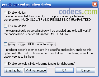 Motion Codecs : Predictor codec and Mhuffyuv codec screenshot