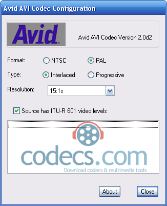 Avid AVI CoDec 2.0d2 screenshot