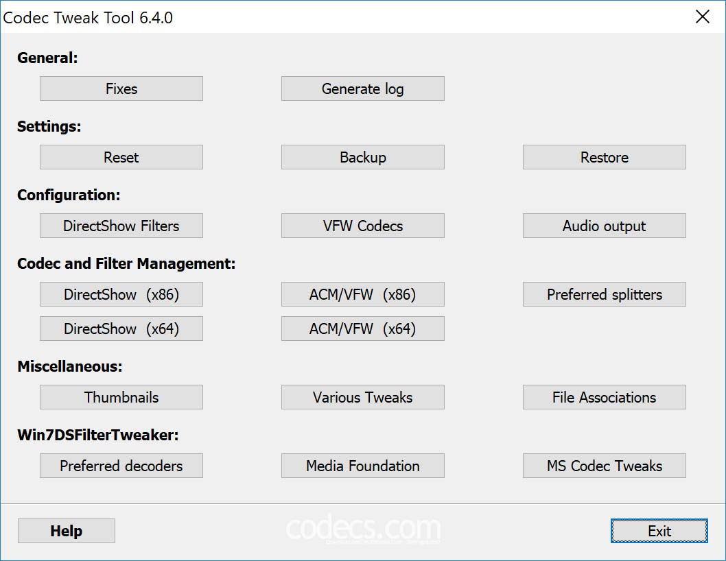 Codec Tweak Tool 6.6.7 screenshot