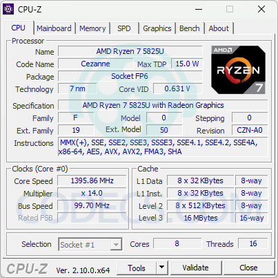 CPU-Z 2.10 screenshot