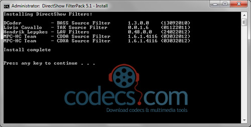 DirectShow FilterPack 5.1 screenshot