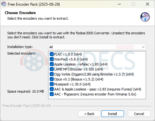Download foobar2000 Free Encoder Pack screenshot