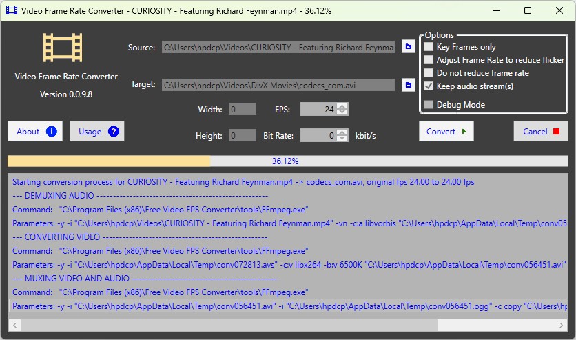 Free Video FPS Converter 0.9.6 screenshot