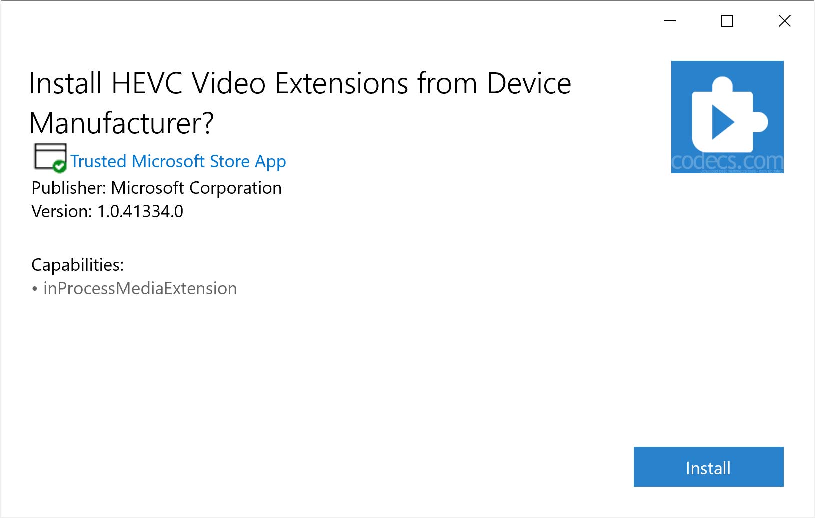 HEVC Video Extension 1.0.50361 screenshot