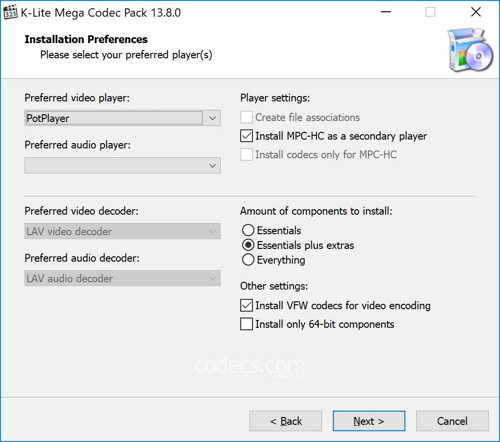 K-Lite Mega Codec Pack 17.4.1 screenshot