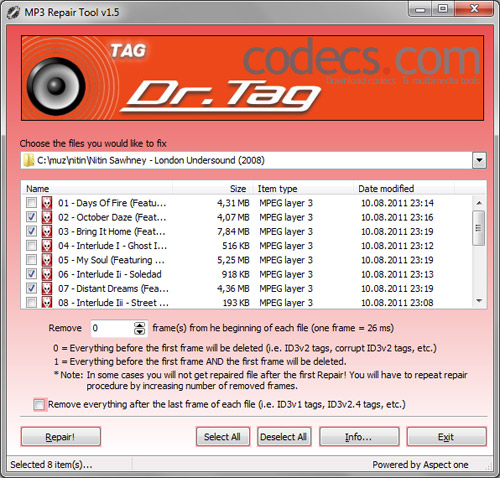 MP3 Repair Tool 1.5.2 screenshot