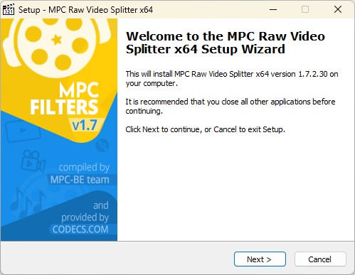 MPC Raw Video Splitter 1.7.2.30 screenshot