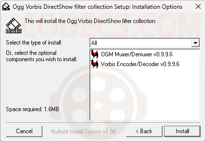 Ogg DirectShow Filters 0.9.9.6 screenshot