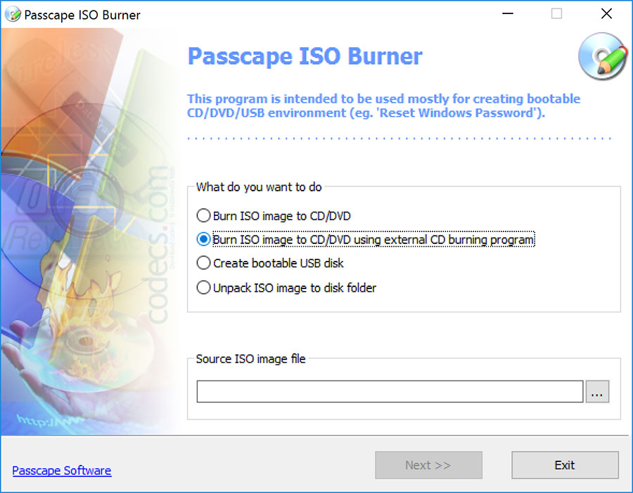 Passcape ISO Burner 2.1.1 screenshot