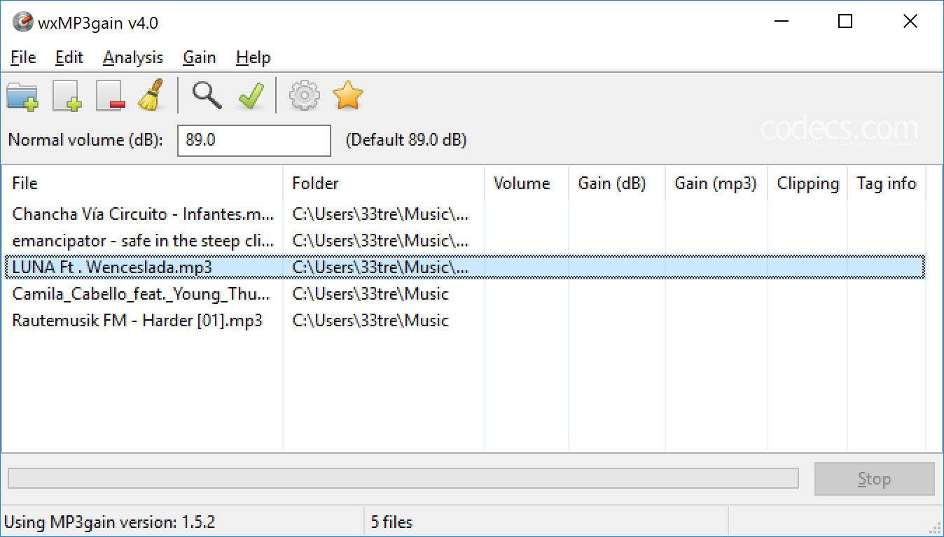 wxMP3gain 4.0 and MP3Gain 1.5.2 screenshot